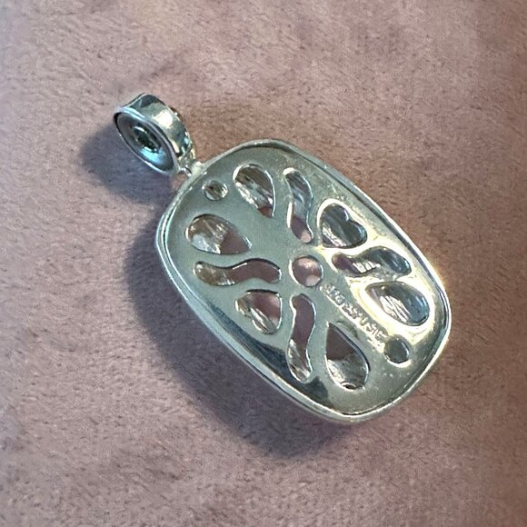 Sterling Silver 925 Joseph Esposito Pink Rose Quartz Pendant With Intricate Back - Picture 2 of 6